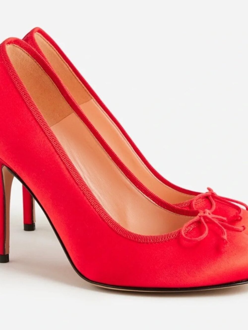 J.Crew Collection Festival Red Satin Ballet Heels Pumps Size 7.5 Tried On Only